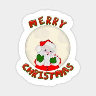 Santa In The Moon Merry Christmas Magnet