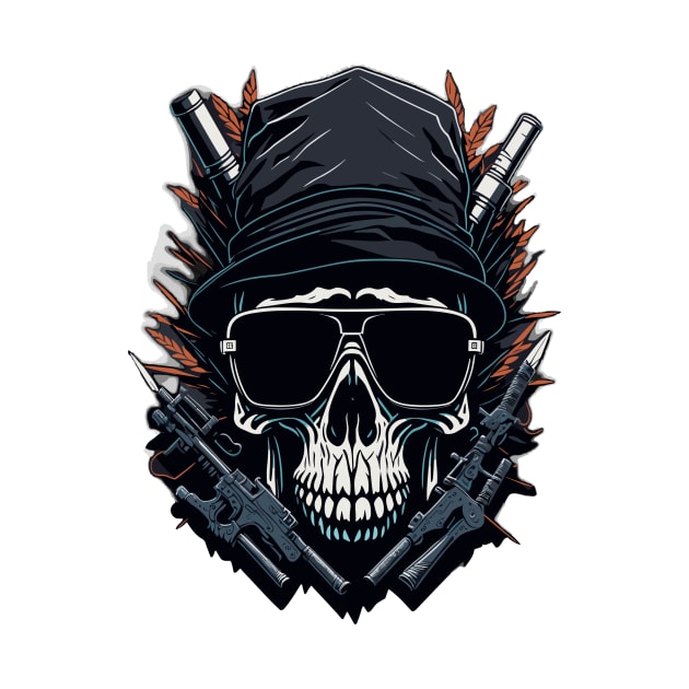 Skull with guns by Absent-clo