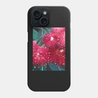 Deep Pink Gumflowers on Green Leaves Hand Painted by Leah Gay Phone Case