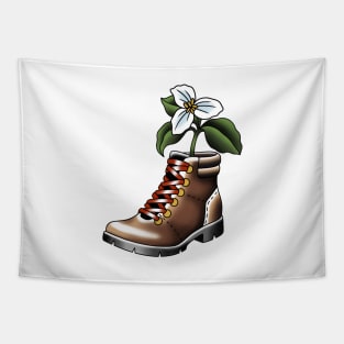 Hiking boot and trillium Tapestry