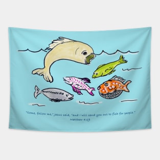 Fish child Illustration Tapestry