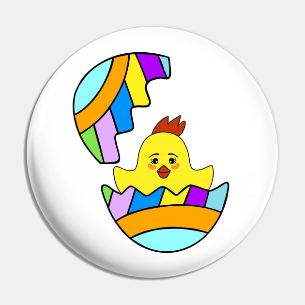 HAPPY Easter Cute Chick - Cute Easter Egg Art Pin by SartorisArt1