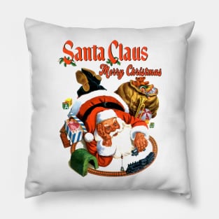 Santa Clause for Train Fans Merry Christmas and Children of all Ages Pillow