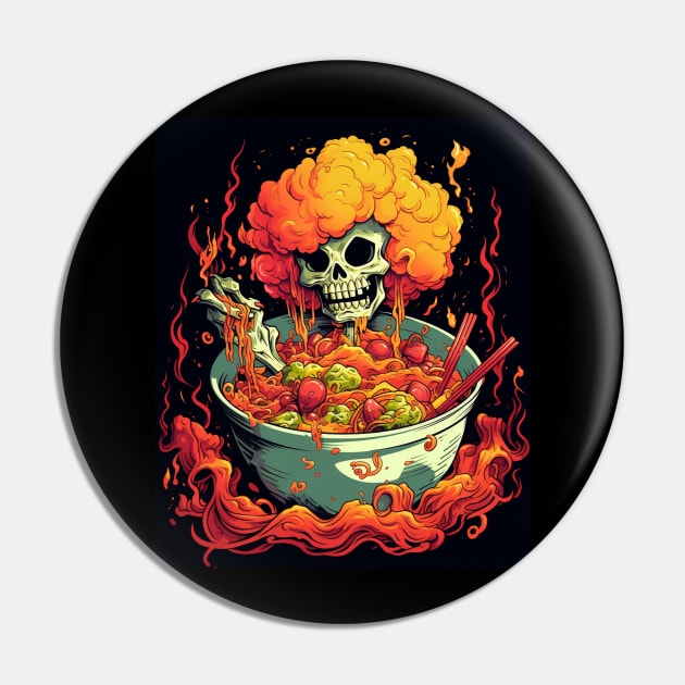 kawaii japanese anime Skeleton Halloween ramen Food Lovers Pin by Spit in my face PODCAST