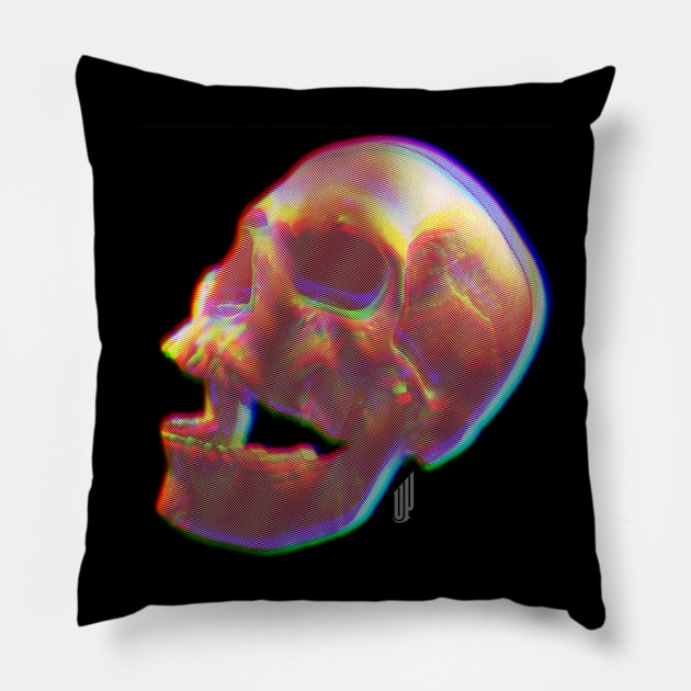 GlitchSkull cmyk Pillow by Up_Design