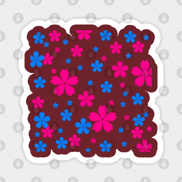 Pink - blue flowers Magnet by Itsyamini