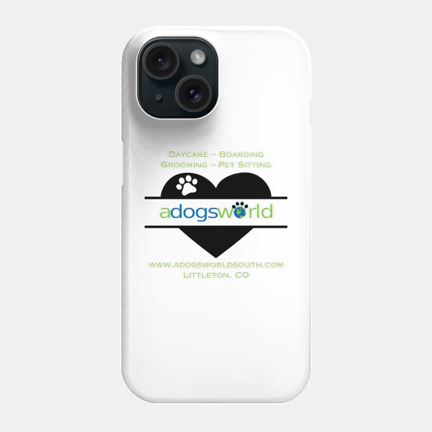 A Dog's World - Heart Logo (Back) - Daycare Boarding Grooming Pet Sitting Phone Case by A Dog's World