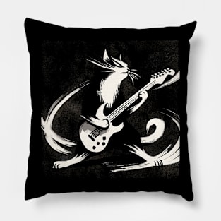 Electric Guitar Cat Rock Music Japan Style Funny Cat Pillow