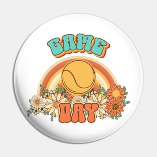 Groovy Tennis mom Retro game day gift for funny mother Vintage floral pattern Pin