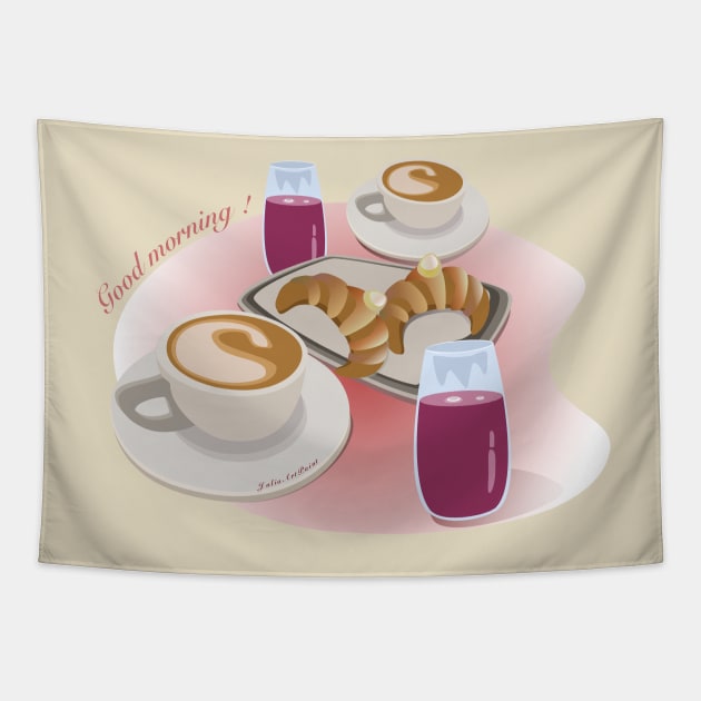 Best Breakfast Tapestry by JuliaArtPaint