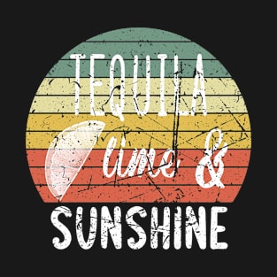 Tequila Lime & Sunshine Funny Vintage Retro Style Rainbow T-Shirt