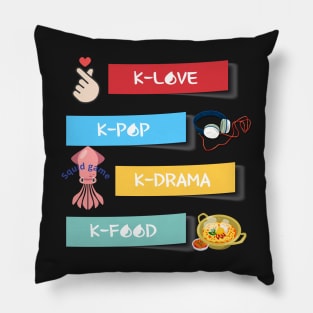 K-LOVE,K-POP,K-DRAMA,K-FOOD,K-culture Pillow