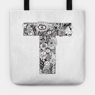 Floral Letter T Tote