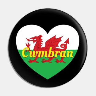 Cwmbran Wales UK Wales Flag Heart Pin