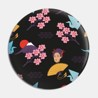 Japan Aesthetic Pattern On Black Pin