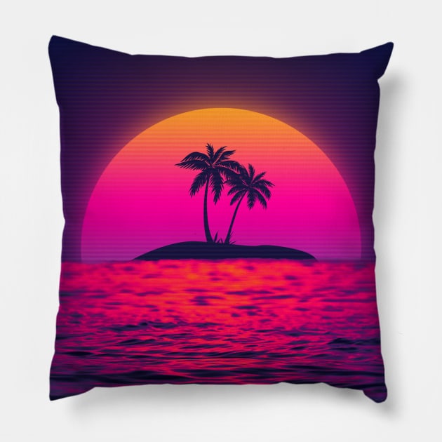 Beach Sunset Pillow by mrcatguys