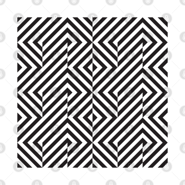 Black and white geometric op art pattern by kallyfactory