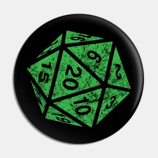 RPG Dice d20 | Distressed Green Color Pin