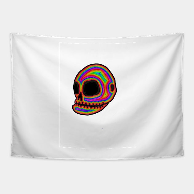 Rainbow skull Tapestry by GanethLey