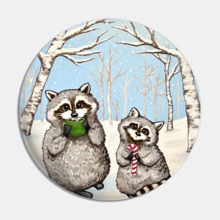 Cozy Raccoons Pin