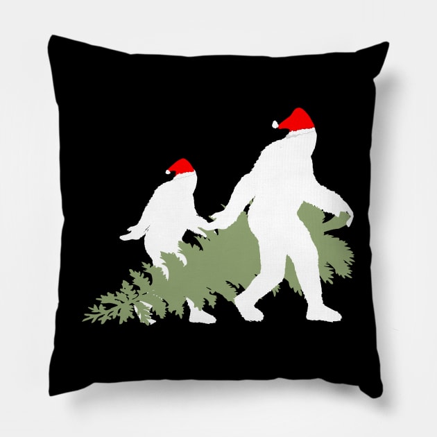 Funny Xmas Bigfoot and Sasquatch T Shirts Pillow by DHdesignerPublic