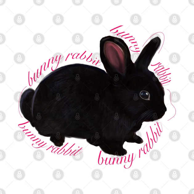 bunny rabbit - cute  ebony  dwarf mini lop bunny rabbit with text by Artonmytee