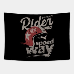 Vintage Rider motorcycle pro racing retro helmet Tapestry