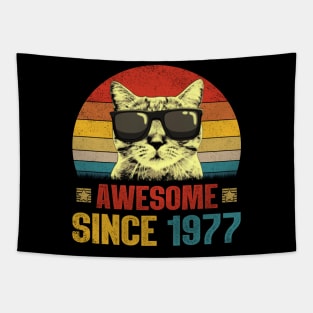 Awesome Since 1977 47th Birthday Gifts Cat Lover Tapestry