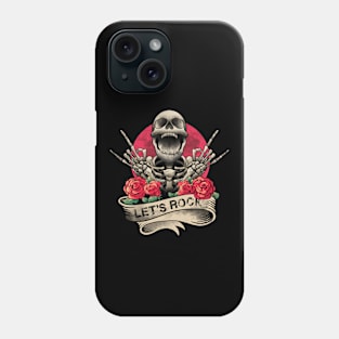 Lets Rock Rock&Roll Skeleton Hand Vintage Retro Rock Concert Phone Case