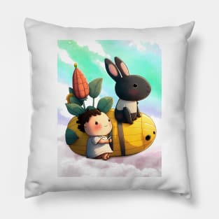 Child Dreaming Friend Rabbit Pillow