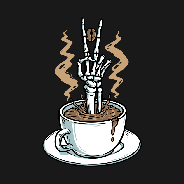 Coffee Brings Me Peace // Funny Coffee Skeleton Hand by SLAG_Creative