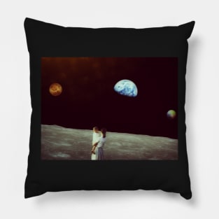 Venus-Earth-Pluto Conjunction from the Moon by MontageaLaBira Pillow