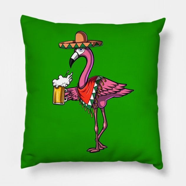 Flamingo Cinco de Mayo Fiesa Pillow by underheaven