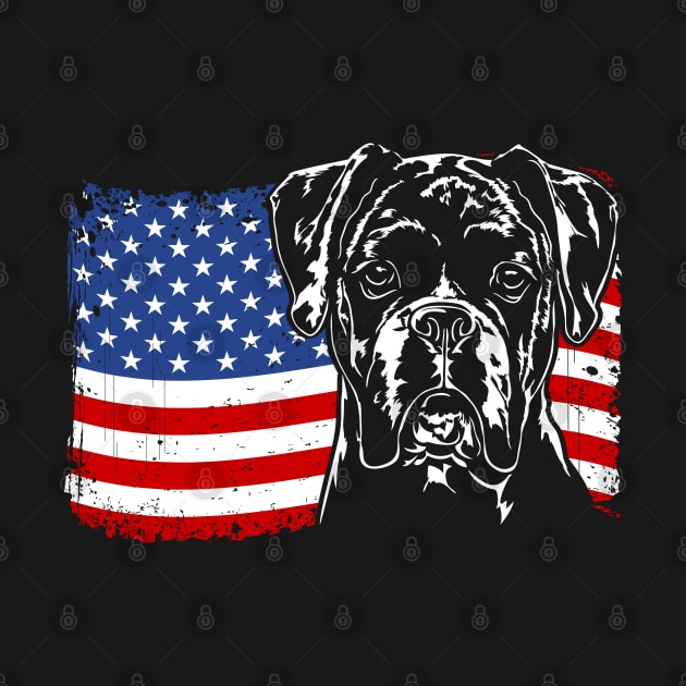 Proud Boxer Dog American Flag patriotic dog by wilsigns