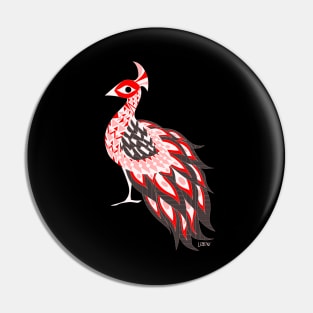 red crimson royal peacock in crown art ecopop Pin