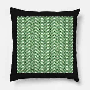 Green Beige Wavy Lines Pattern Pillow