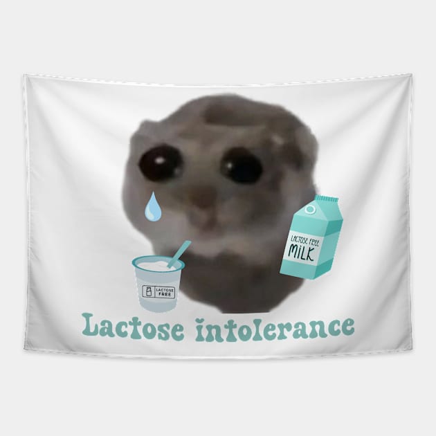 Sad hamster Lactose intolerance Tapestry by suzanoverart