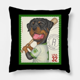 Funny Cute Rottie Rottweiler Postage Stamp Pillow