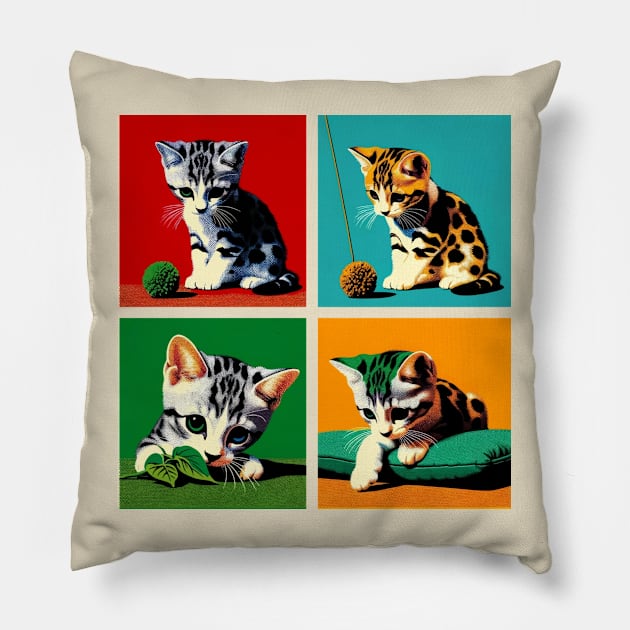 Pixie-bob Pop Art - Cute Kitties Pillow by PawPopArt