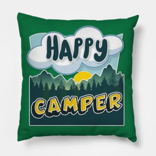 Happy Camper - Cool Graphic Illustration Camping Gift Pillow