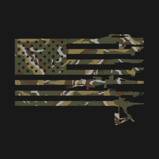 US Flag - USCM Arms - USCM Camo T-Shirt