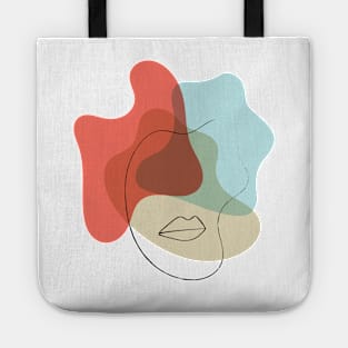 Woman Face Line Art Drawing Tote