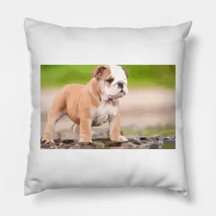 English Bulldog Digital Painting Pillow