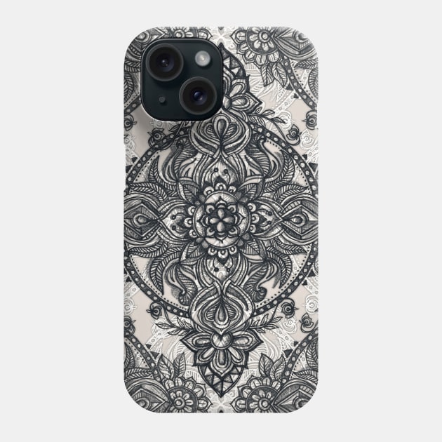 Charcoal Lace Pencil Doodle Phone Case by micklyn