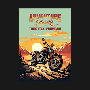 Adventure awaits Motorcycle Retro Artwork T-Shirt