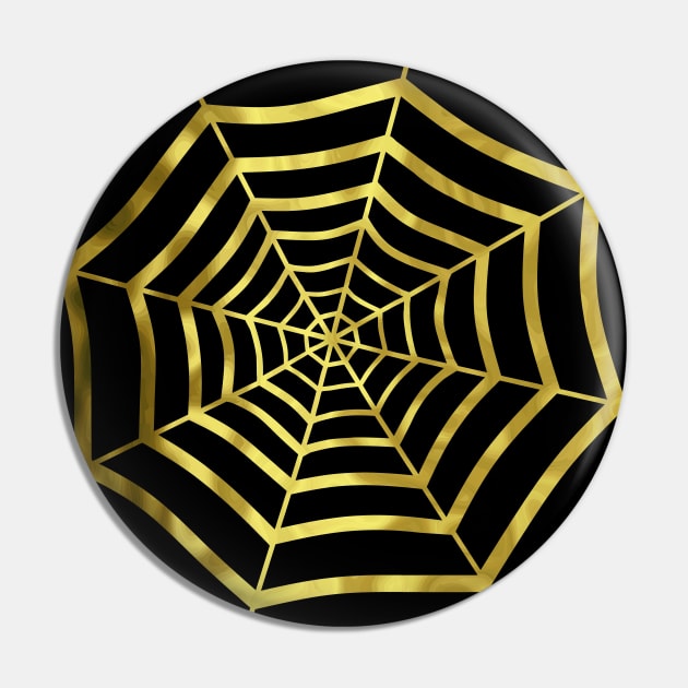 HAPPY Halloween Gold Spider Web Pin by SartorisArt1