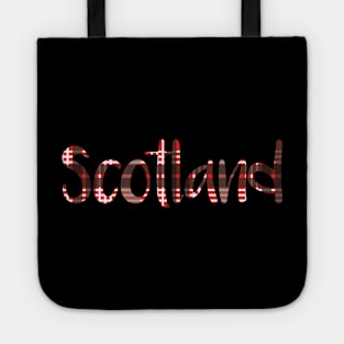 SCOTLAND, Red, Black and White Tartan Style Design Tote