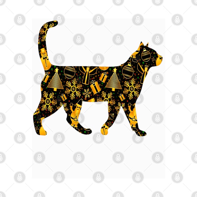 Gold ,Wrapping Paper, Cat ,Holiday, Christmas, Silly, Cat Lover, Cat Mom, Dad, by GreenCowLand
