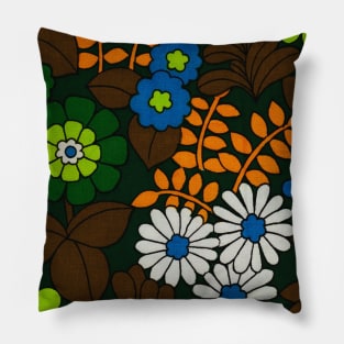 70s Flowers Green and Blue Pillow