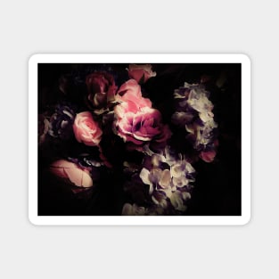 DARK FLORAL COLLECTION ROSES HYDRANGEA ART DECO POSTER Magnet